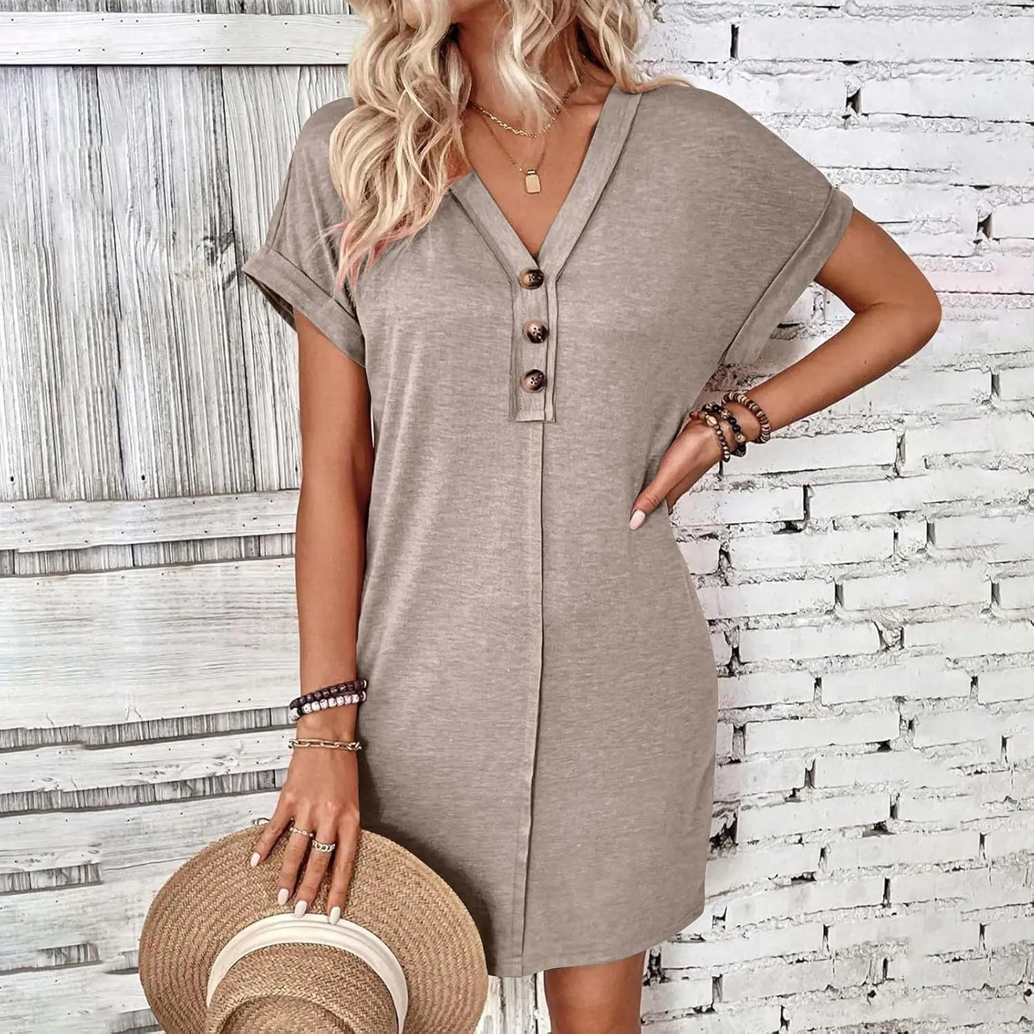 Women Loose Sleeveless Dress with Pocket, Summer Tunic Dresses Solid Comfort Sundress 2025 Trendy Casual Dress