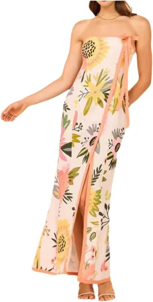 Women Summer 2024 Strapless Maxi Tube Dress Tie Dye Bodycon Backless Party Club Long Dresses