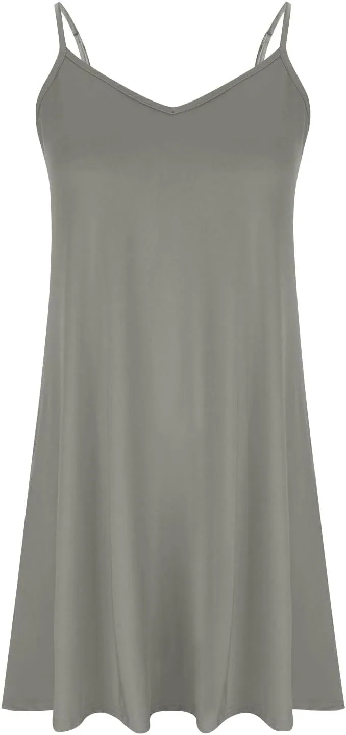 Women Summer Dresses Spaghetti Adjustable Strap High Waisted Halter V Neck Plain Casual Flowy Slim Mini Dress