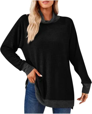 Women Turtleneck Long Sleeve Tops Warm Clothing for Ladies Comfy Autumn Winter Sweaters Tunic Tops Shirts Blouse