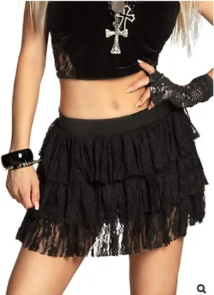 Women Y2k Lace Mini Skirt Low Rise Pleated Mini Skirt Flowy Ruffle Tiered Layered Skirt Cute E-Girl Streetwear