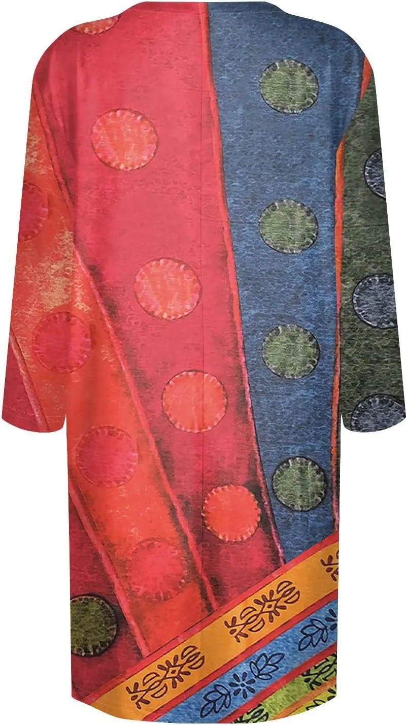 Womens 3/4 Sleeve Tunics or Tops to Wear with Leggings Oversized Casual Long Shirts Tops with Pockets
