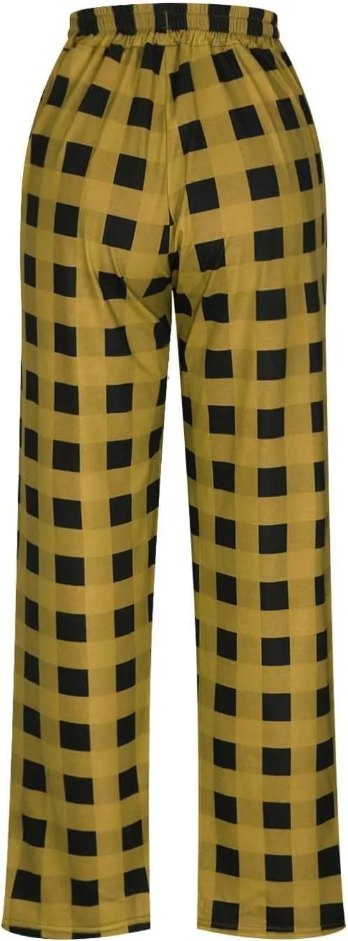 Women's Buffalo Plaid Pajama Pants Elastic Waistband Pajamas Pants Comfy Plus Size Fleece Lined Leggings Women 2024