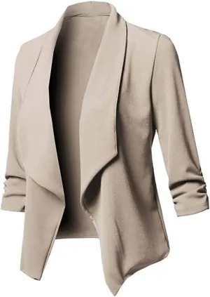 Womens Casual Blazer Jacket Front Solid Sleeve Casual Women's Coat Blazers for Women Suit Jackets Women Business