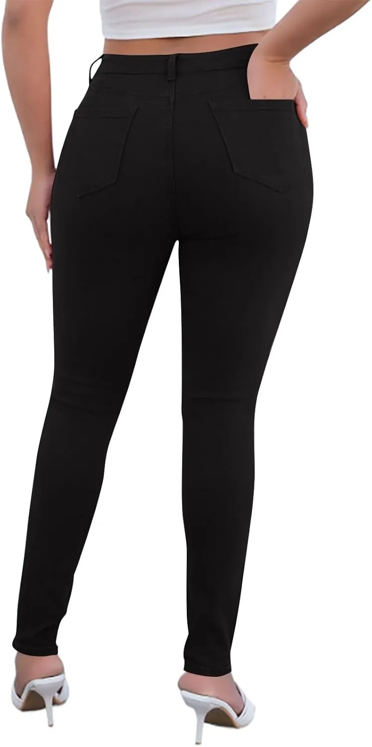 Womens Classic Jean Pants High Waisted Skinny Stretch Butt Lifting Jeans Trendy Slim Fit Denim Pants with Pockets