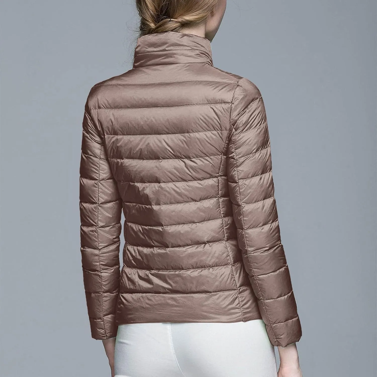 Women's Down Jackets & Parkas Warm Packable Lightweight Winter Quilted Jacket Stand Collar Slim Fit Cropped Puffer Jackets