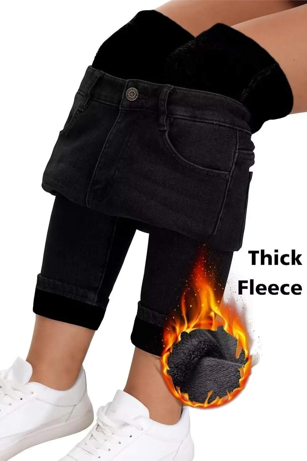 Women's Fleece Lined Jeans Skinny High Waisted Winter Thick Fleece Warm Stretch Fleece Lining Women Jeans Pants