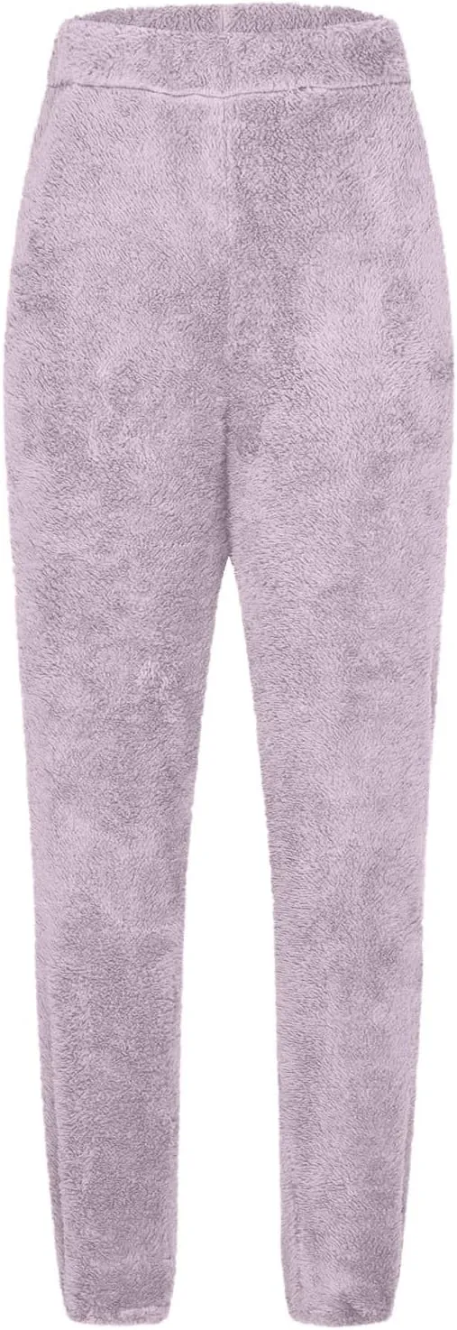Womens Fuzzy Fleece Lounge Long Pants 2024 Winter Warm Sherpa Pajama Pants Comfy Soft Sleepwear Bottoms Joggers