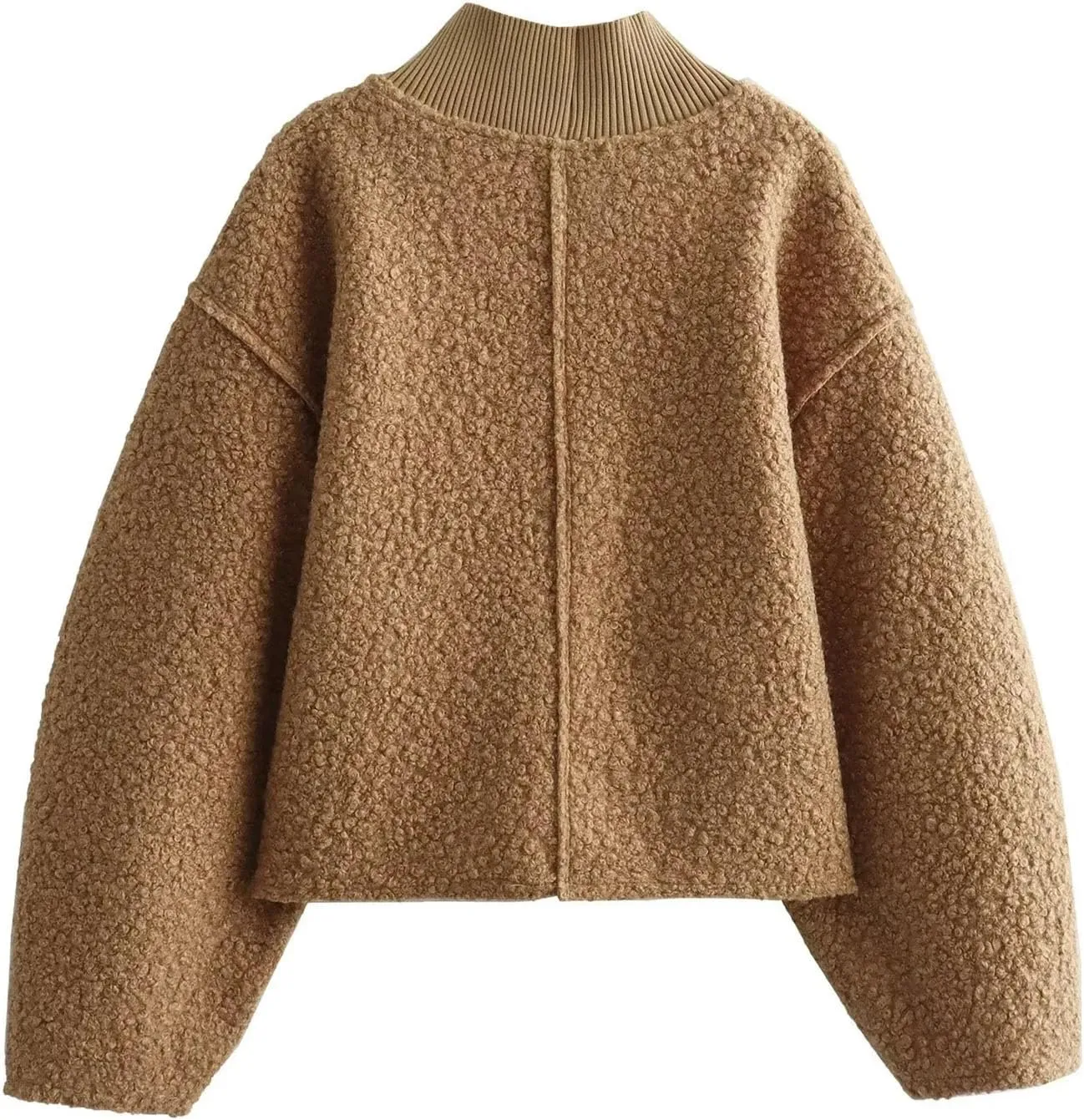 Women's Fuzzy Fleece Sweater Fleece Sherpa Oversized Cropped Sweatshirt Jumper Tops