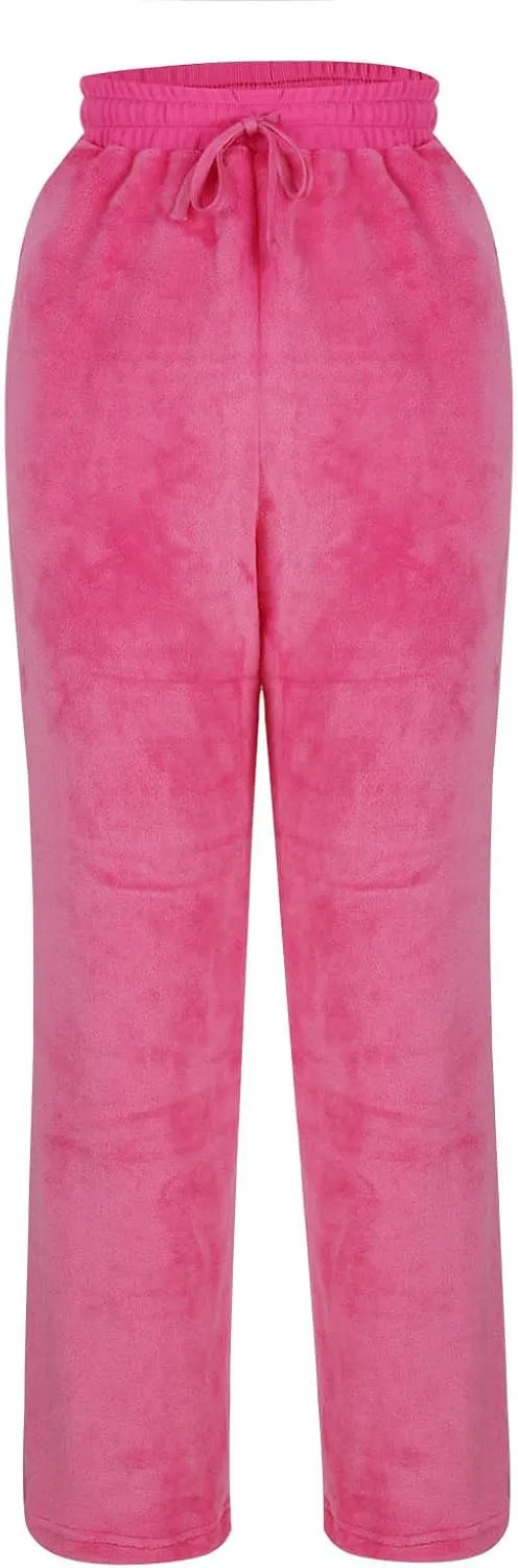Womens Fuzzy Fleece Sweatpants Winter Warm Wide Leg Lounge Pants Comfy Soft Sherpa Pajama Sleepwear with Pockets