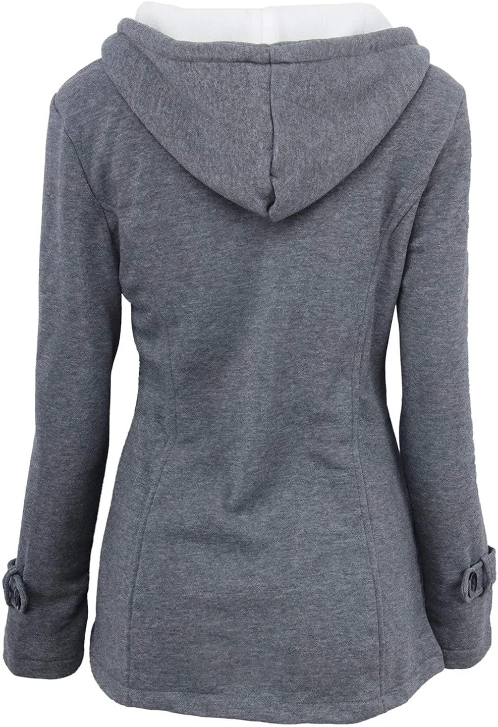 Women's Hooded Horn Fleece Jacket Winter Sherpa Lined Padded Coat Casual Thicken Warm Parkas Outerwear with Pockets