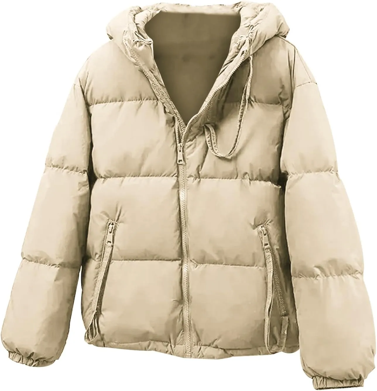Womens Hooded Puffer Jacket Oversized Quilted Down Coat Lightweight Water Resistant Casual Outerwear for Warm Winter