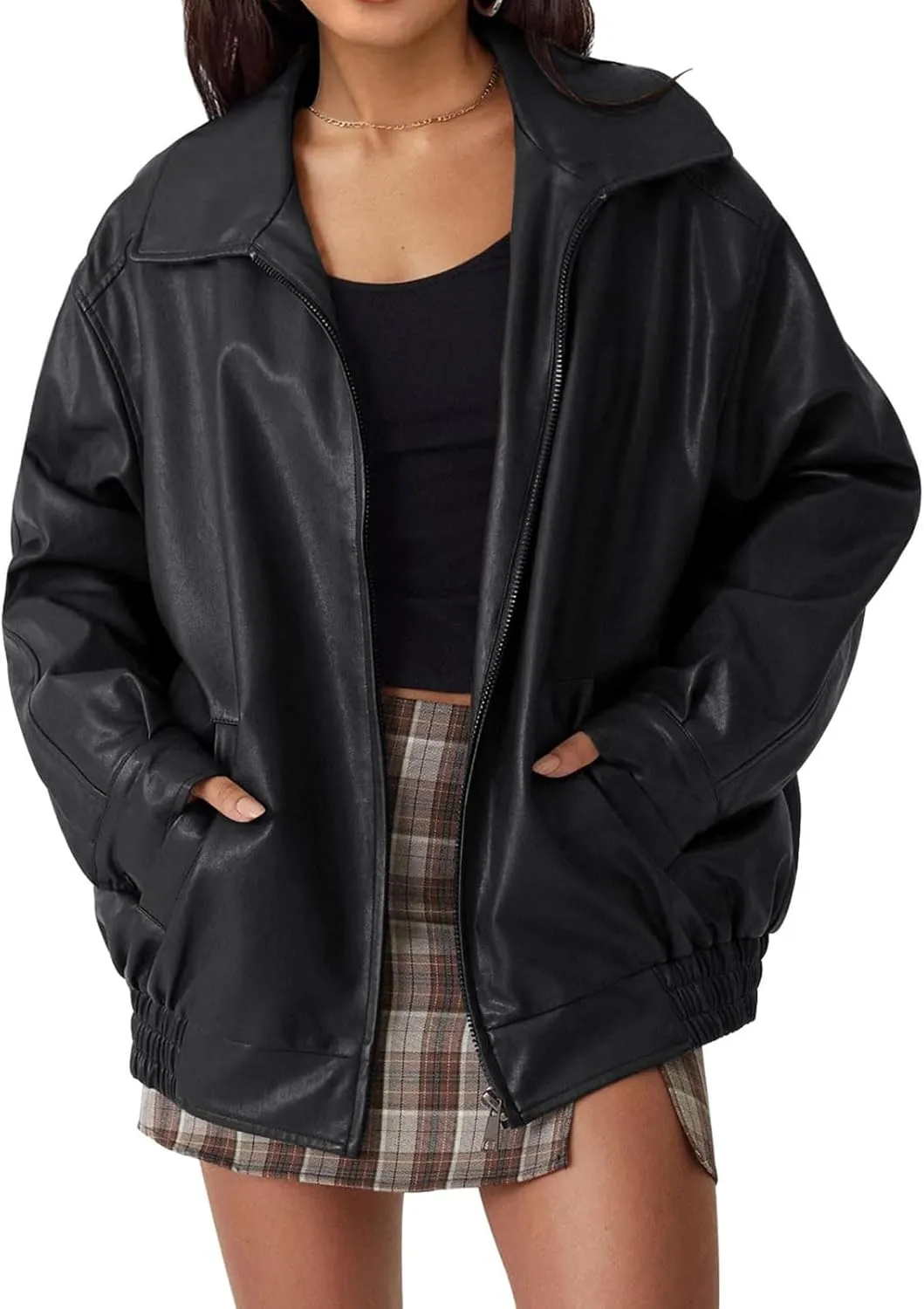 Womens Leather Jackets Oversized Faux Suede Shacket Casual Fashion Motorcycle Jacket Moto Biker Jacket Coat Clothes