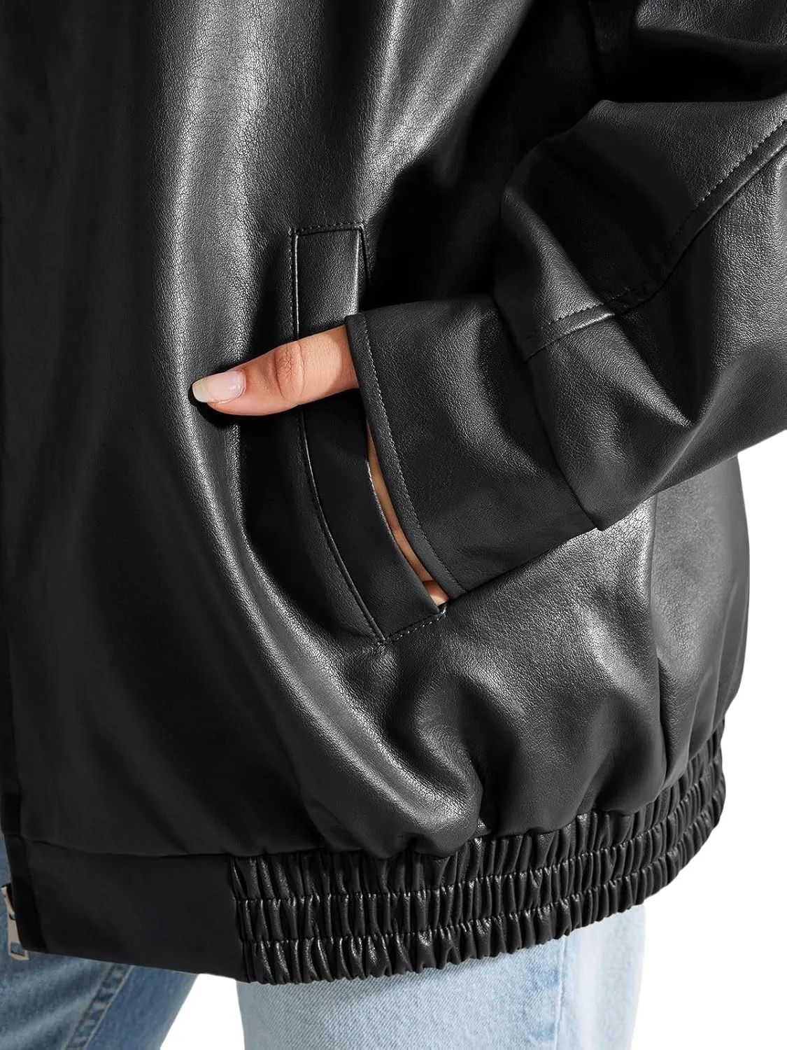 Womens Leather Jackets Oversized Faux Suede Shacket Casual Fashion Motorcycle Jacket Moto Biker Jacket Coat Clothes