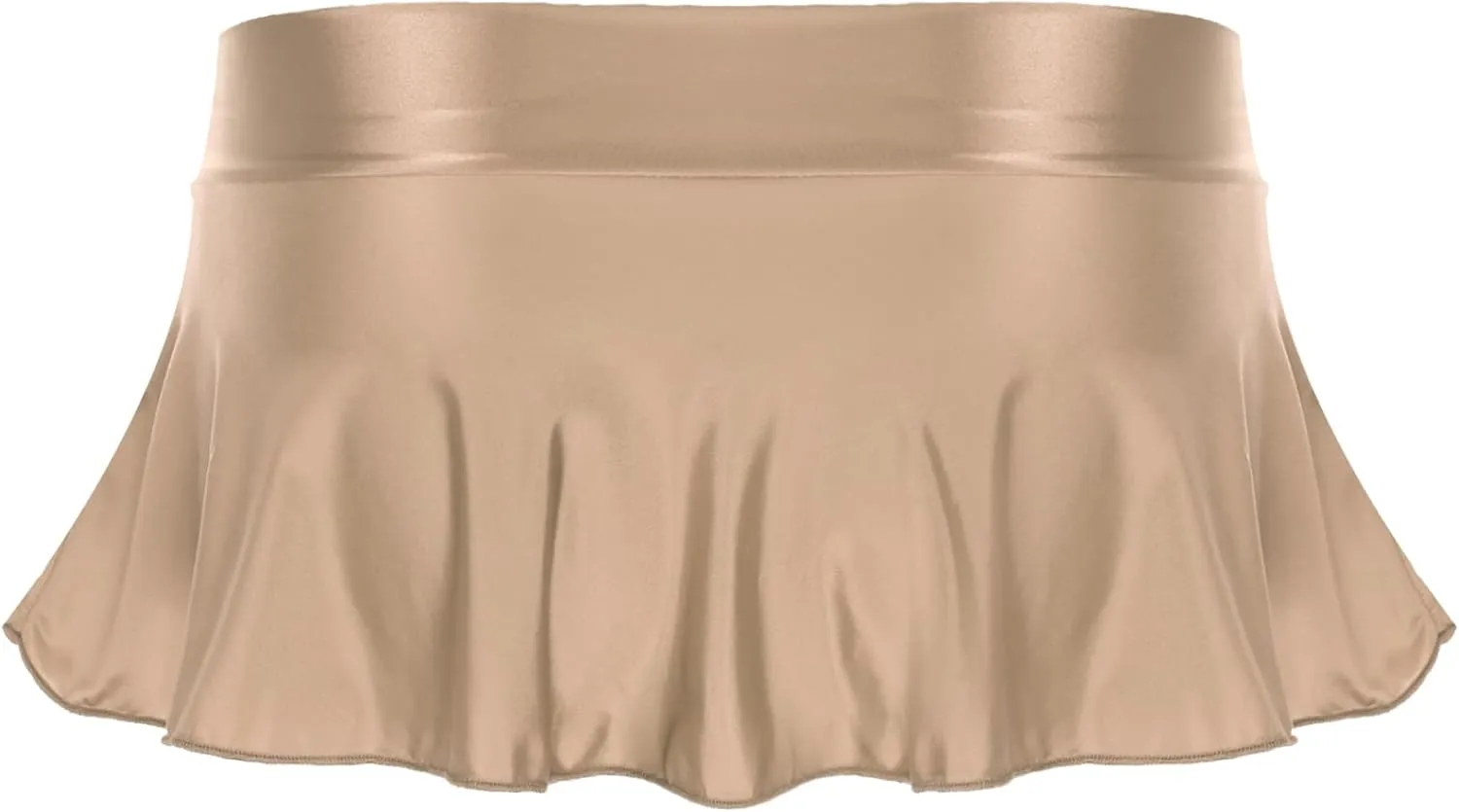 Womens Low Rise Mini Skirts Solid Color A-Line Skirt Elastic Waist Pleated Short Skirt Bikini