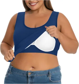 Womens Plus Size Tank Tops with Built in Bra, Padded Camisole Shelf Bra Workout Yoga Shirt Casual Basic Undershirt
