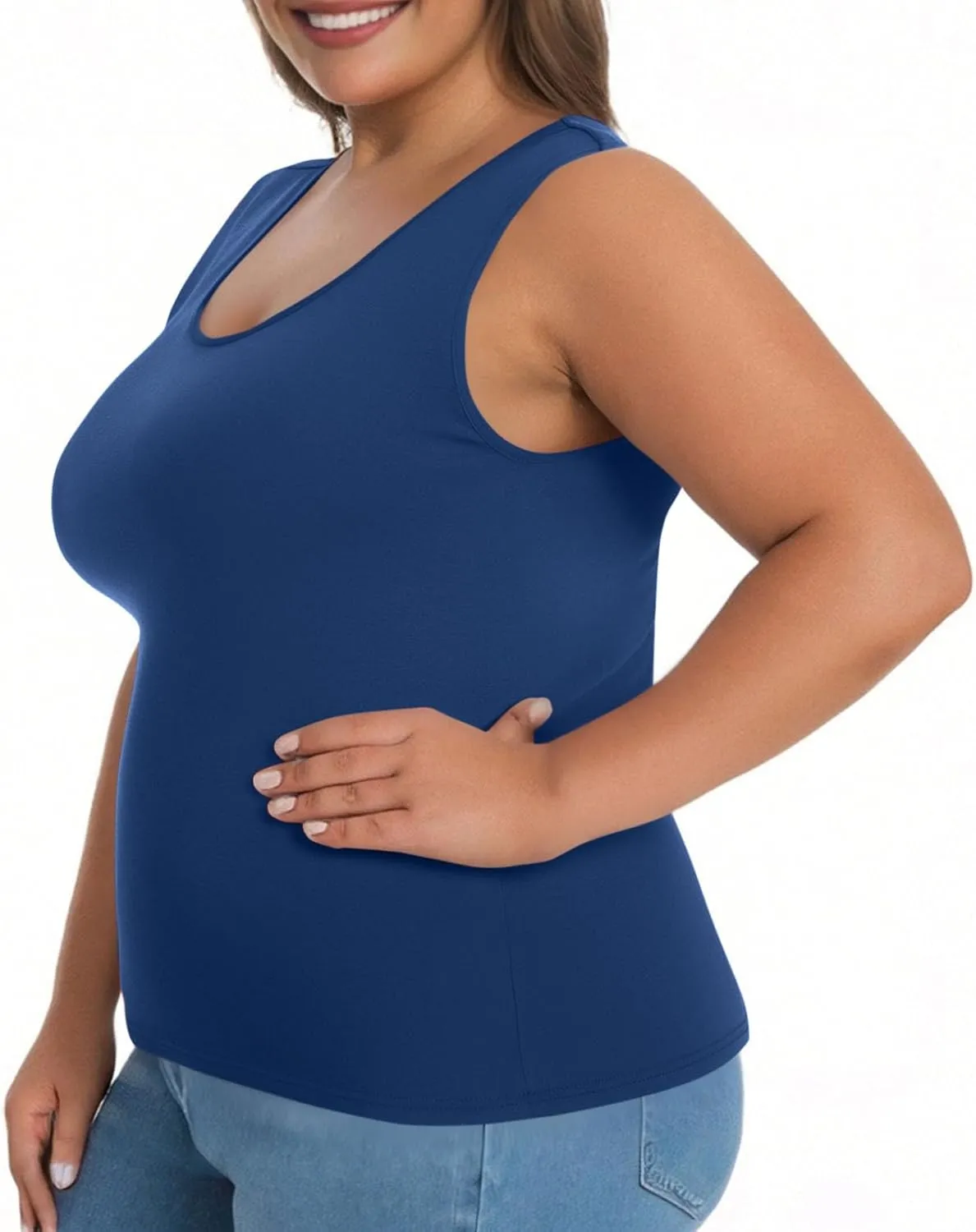 Womens Plus Size Tank Tops with Built in Bra, Padded Camisole Shelf Bra Workout Yoga Shirt Casual Basic Undershirt