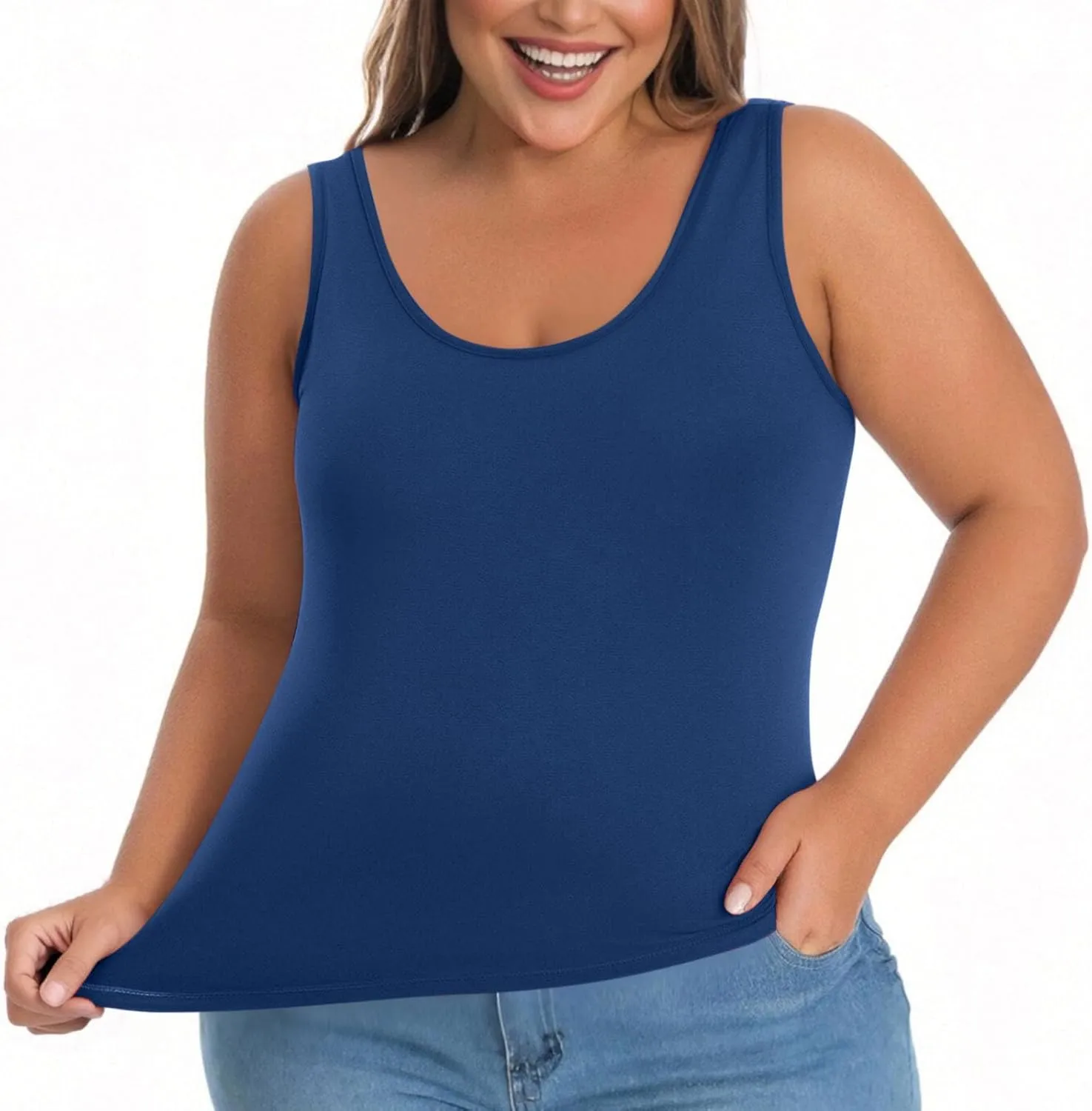 Womens Plus Size Tank Tops with Built in Bra, Padded Camisole Shelf Bra Workout Yoga Shirt Casual Basic Undershirt