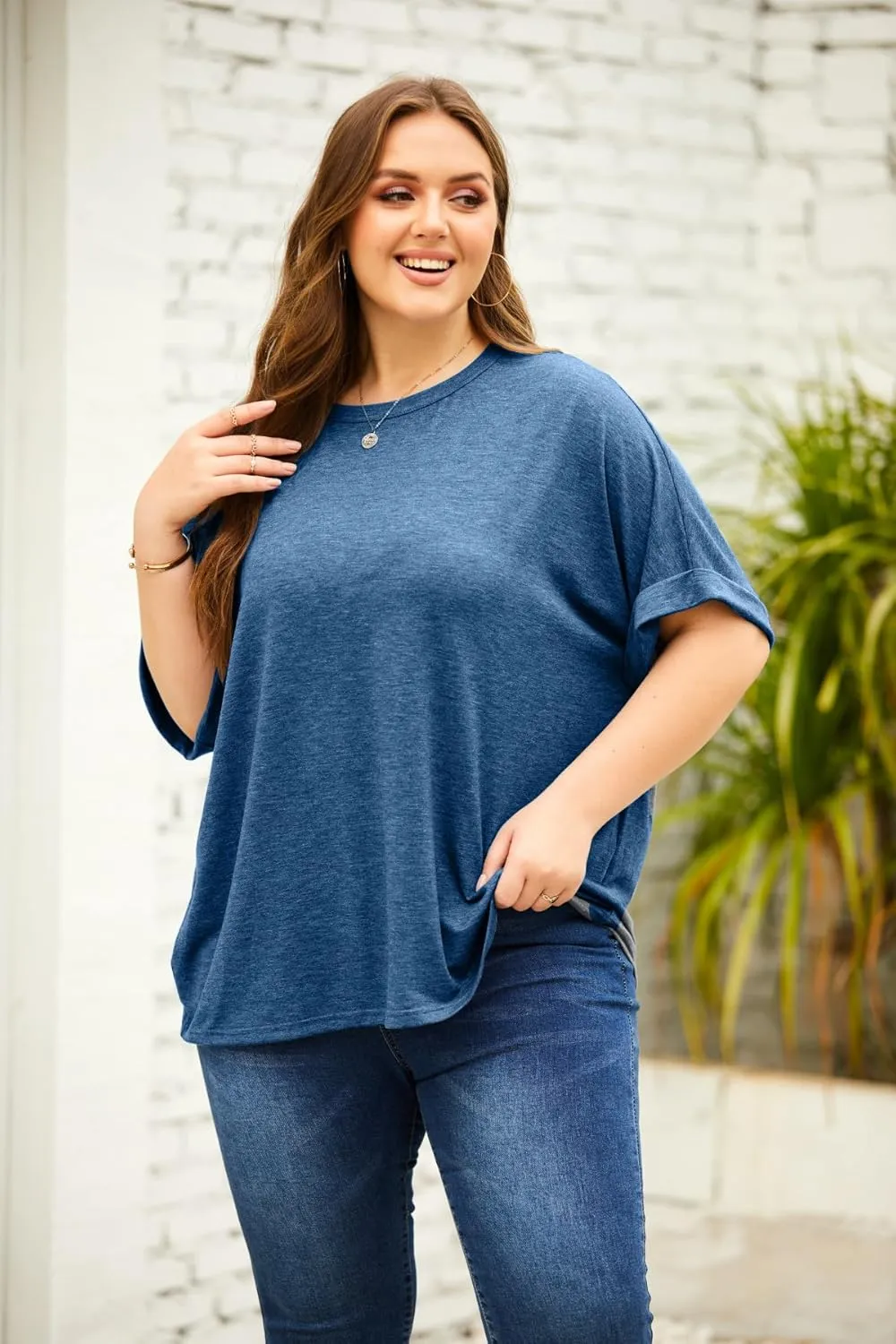 Womens Plus Size Tops (XL-5XL) Summer Oversized Tshirts Half Short Sleeve Tee Shirts Loose Tunic Tops