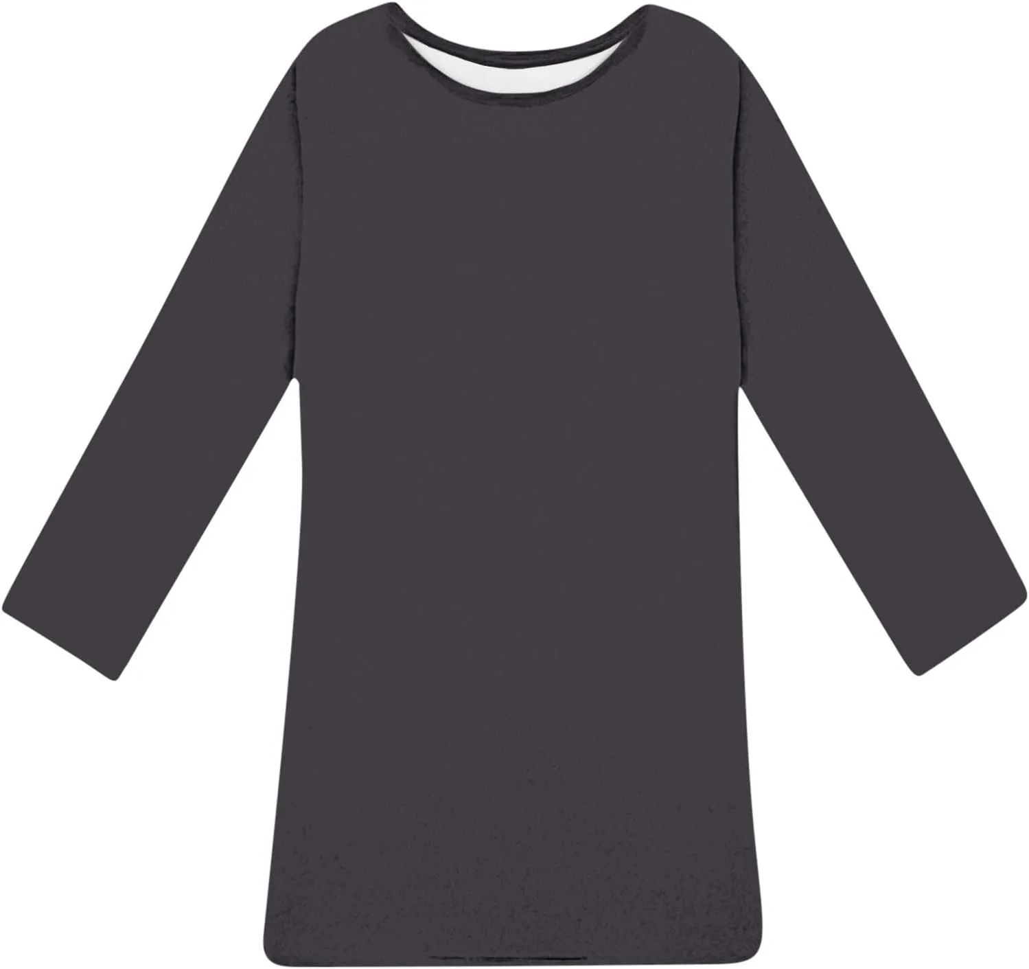 Womens Round Neck Long Sleeve Mini Dress Casual Loose Fit Shift Dress Nightgown Soft Sleep Dress Plus Size Sleepwear