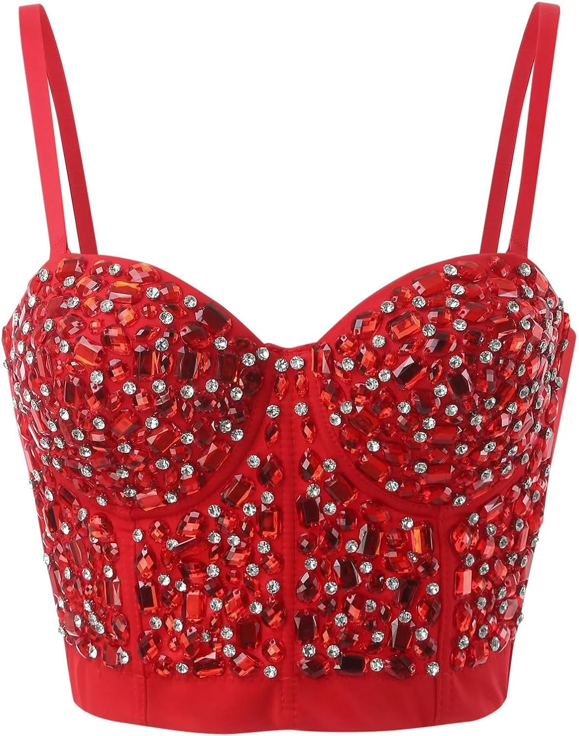 Womens Sexy Fashion Bra Adjustable Spaghetti Strap Glittering Wrap Chest Corset Tops Night Out Party Camisole Tops