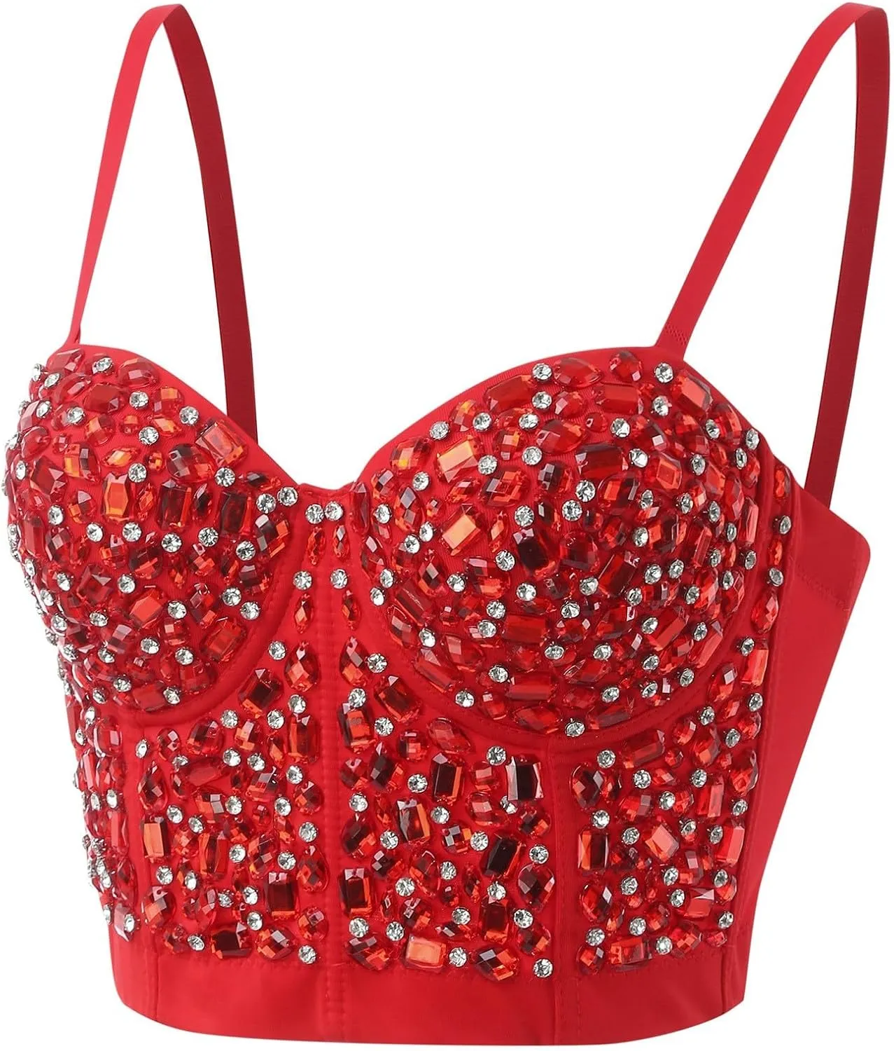 Womens Sexy Fashion Bra Adjustable Spaghetti Strap Glittering Wrap Chest Corset Tops Night Out Party Camisole Tops