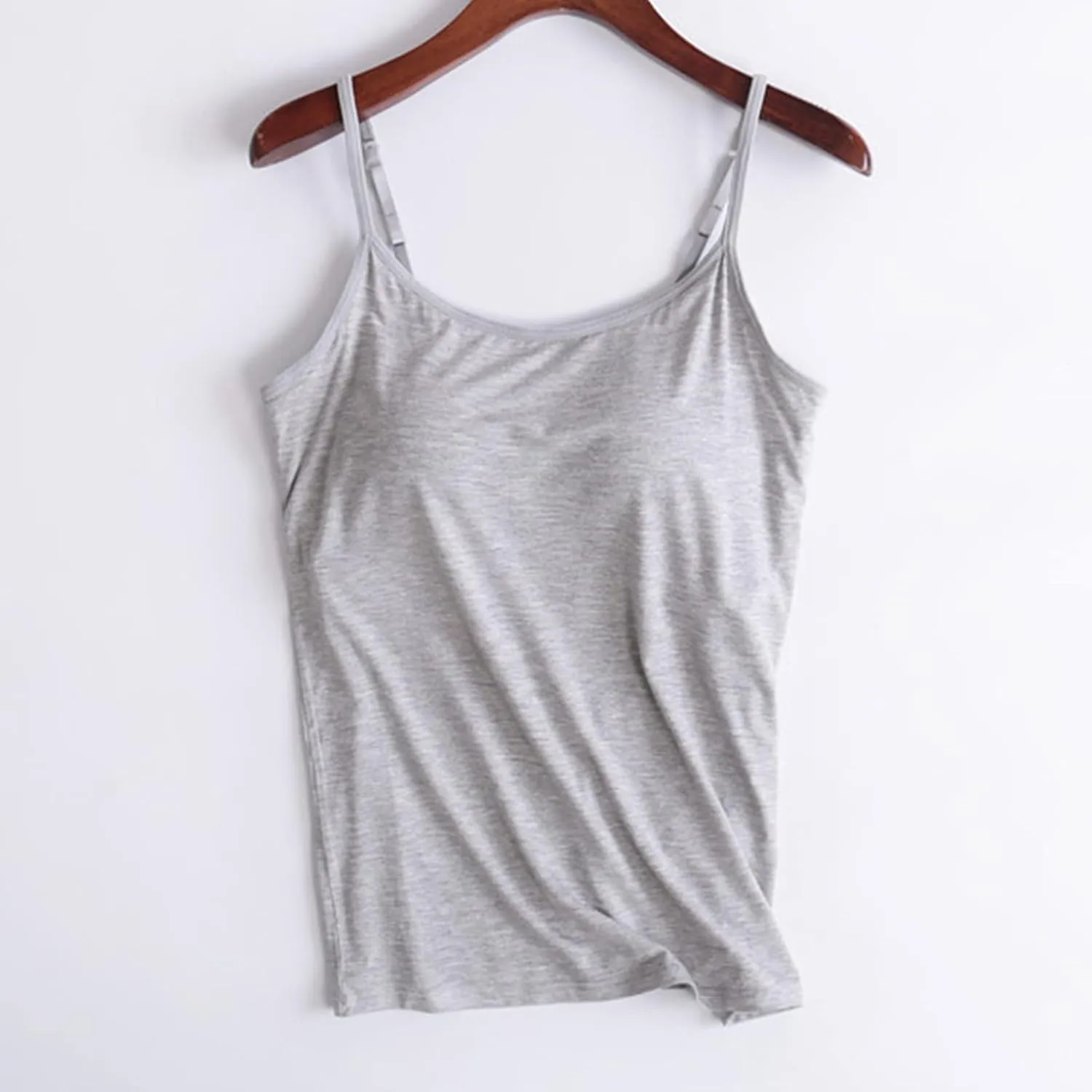 Women's Shelf Bra Camisole Tank Tops Adjustable Spaghetti Strap Cami Shirts Basic Spring Summer Undershirts