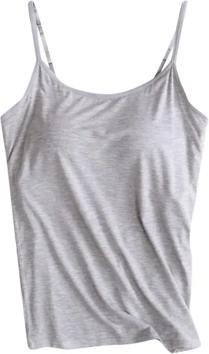 Women's Shelf Bra Camisole Tank Tops Adjustable Spaghetti Strap Cami Shirts Basic Spring Summer Undershirts