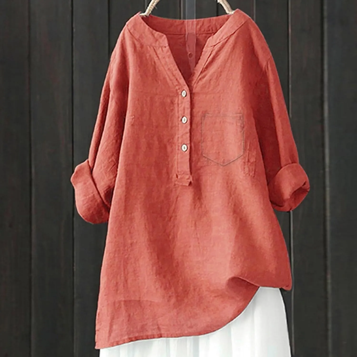 Womens Short Sleeve Cotton Linen Shirts Casual Crew Neck Comfy T-Shirts Embroidery Loose Summer Tee Shirts