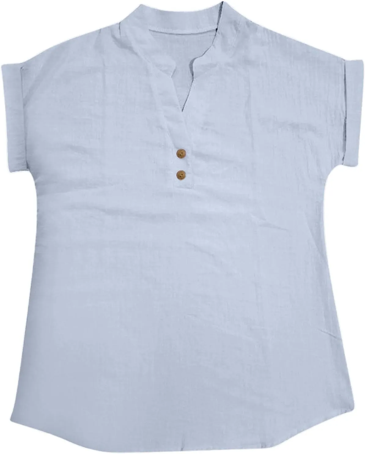 Women's Short Sleeve Linen Shirt Casual Crew Neck Basic T Shirts Plain Loose Fit Summer Tee Tops