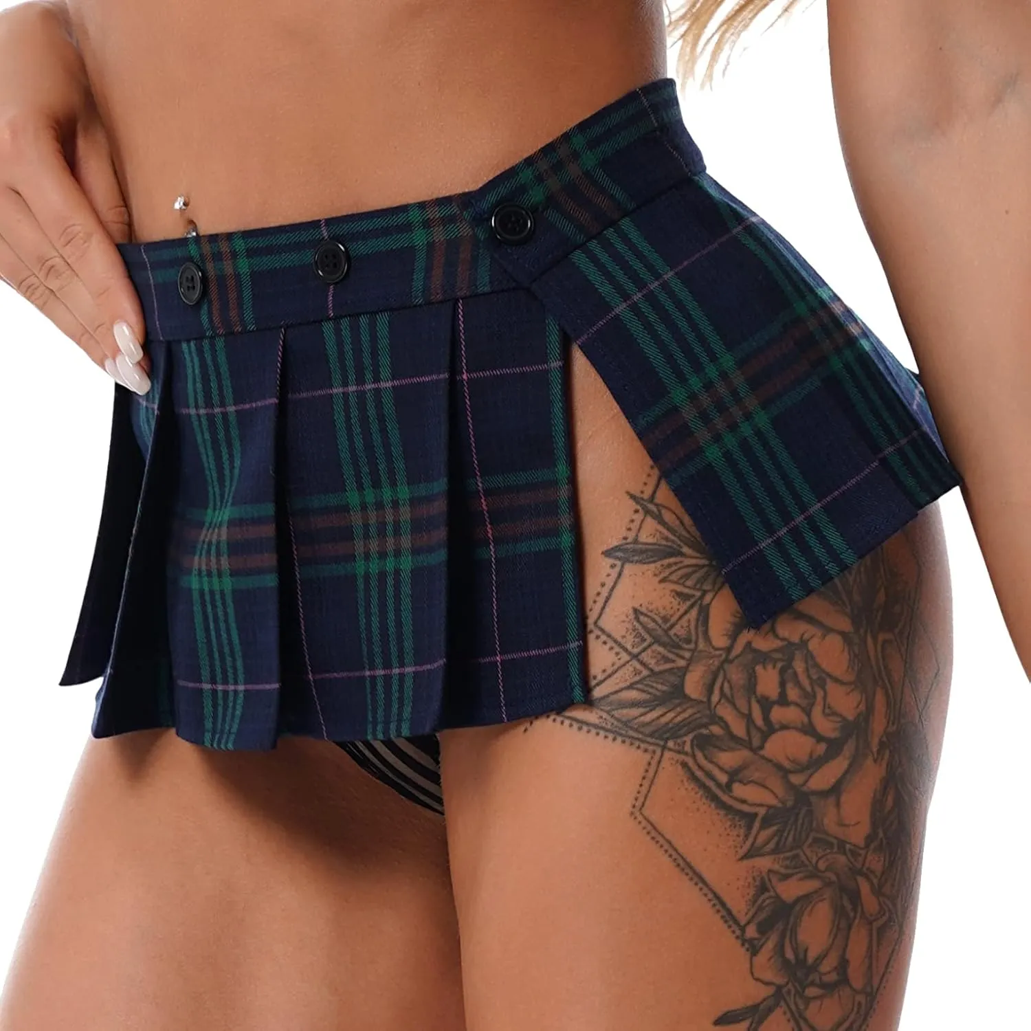 Women's Skirt Lingerie Mini Plaid Pleated Skirt Dress Schoolgirl Skirt Cosplay Costume Outifts