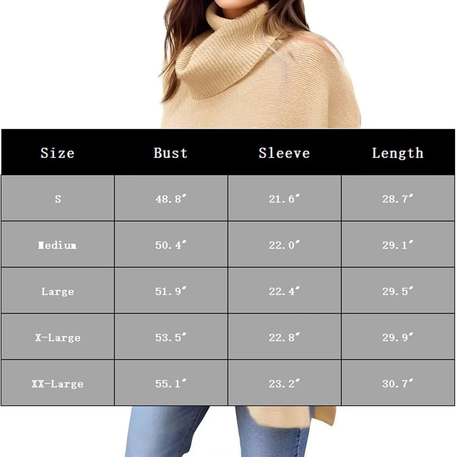 Women's Turtleneck Oversized Sweater Slit Hem Jumper Tops 2023 Winter Warm Long Batwing Chunky Knit Sweater Tops