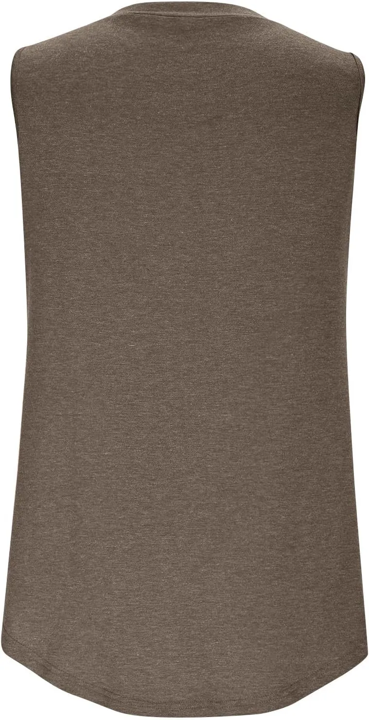 Womens V Neck Tunic Tank Tops Sleeveless Solid Color Basic Tee Shirts Casual Flowy Summer Top Ladies Dressy Blouse