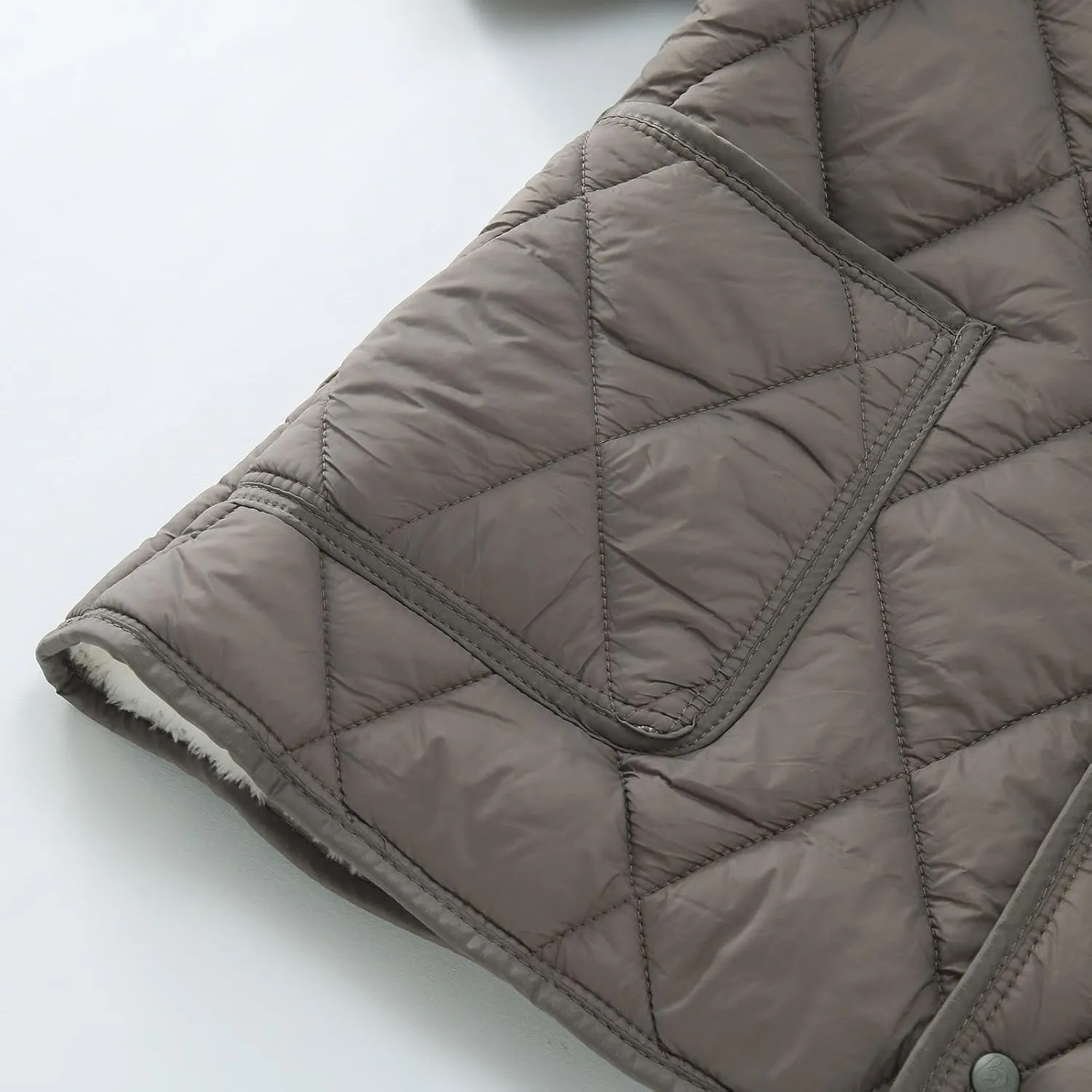 Womens Vintage Temperament Quilted Down Jacket Short Sleeve Single Breasted Overcoat Casual Warm Outwear with Pockets