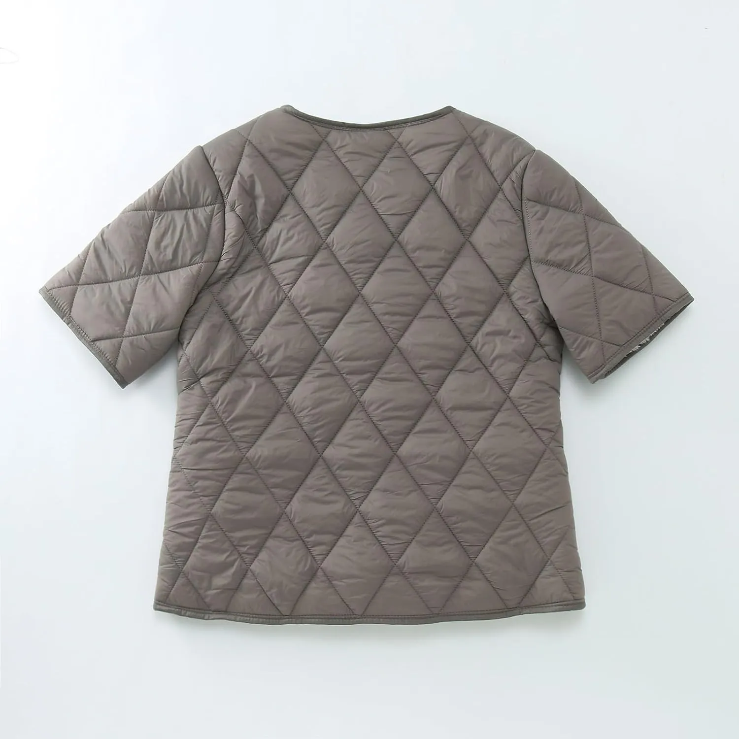 Womens Vintage Temperament Quilted Down Jacket Short Sleeve Single Breasted Overcoat Casual Warm Outwear with Pockets