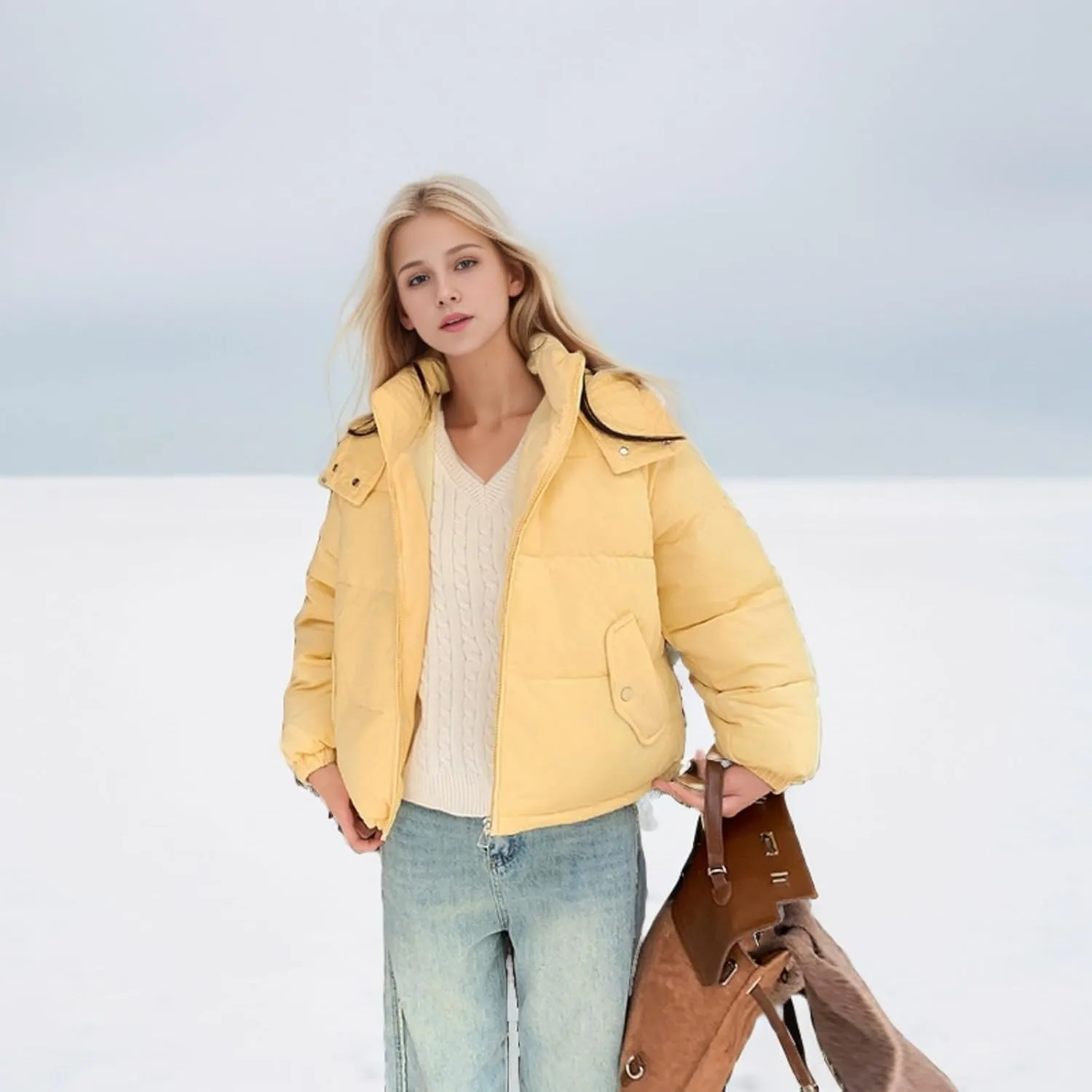 Women's Winter Coat Warm Parka Jacket Puffer Quilted Thicken Hooded Outerwear Coats Zip Up Casual Down Jackets