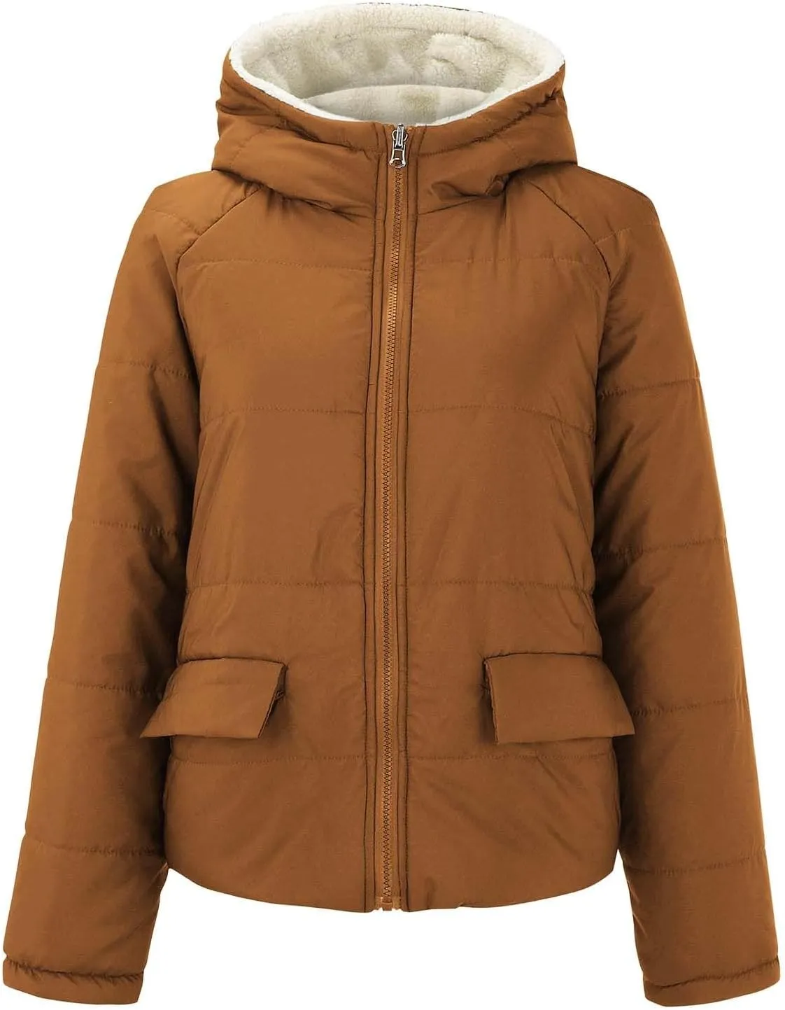 Womens Winter Coats Fleece Lined Thicken Puffer Jackets Sherpa Warm Waterproof Parka Outwear With Fur Hood