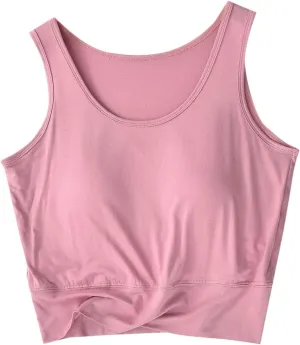 Workout Crop Tank Tops for Women with Chest Pad Casual Sports Fitness Yoga Shirts Summer Seamless Breathable Blouse