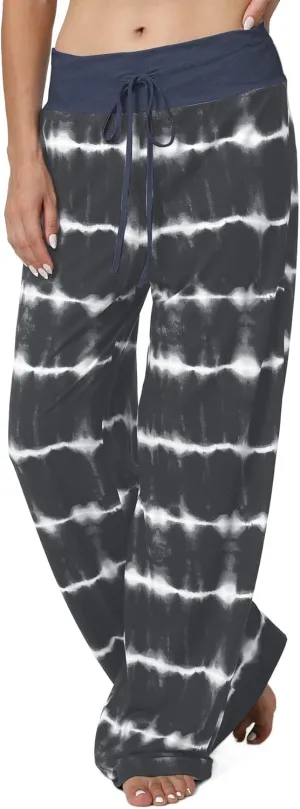 X-Image Women's Comfy Pajamas Drawstring Stretch Floral Print Long Wide Leg Lounge Pants