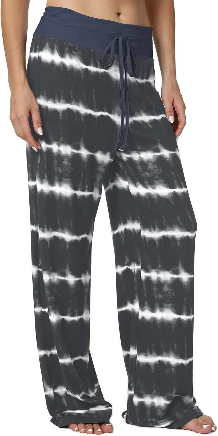 X-Image Women's Comfy Pajamas Drawstring Stretch Floral Print Long Wide Leg Lounge Pants