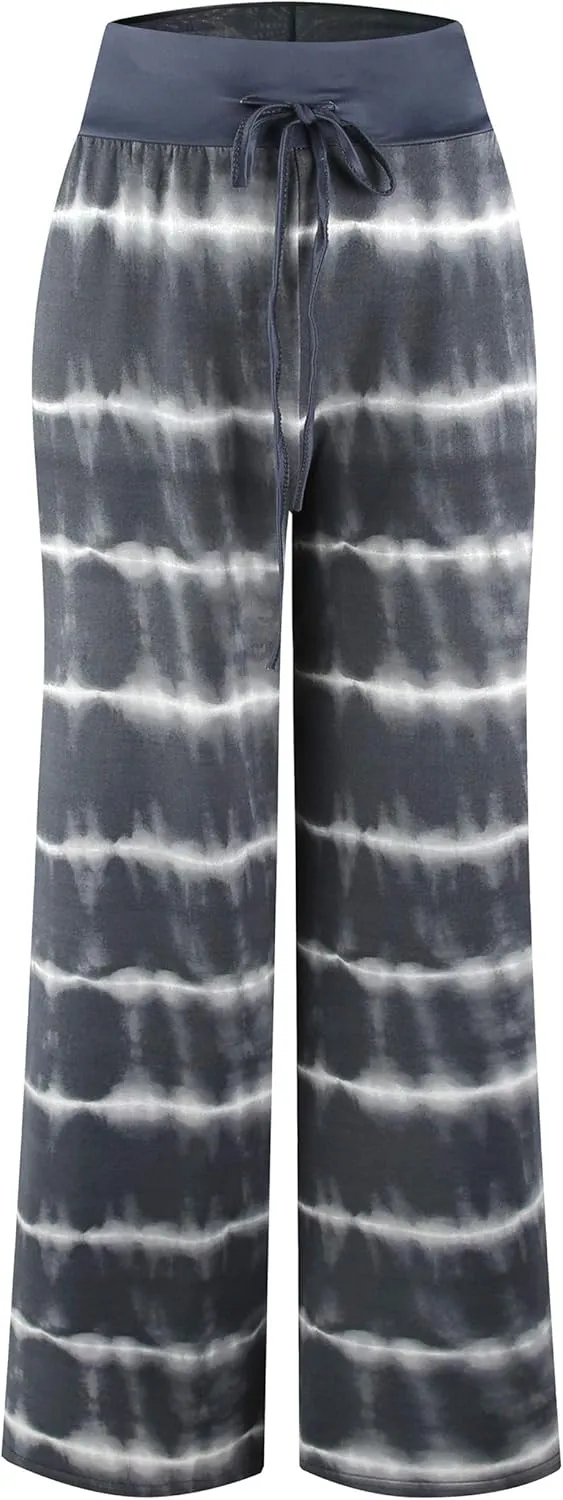 X-Image Women's Comfy Pajamas Drawstring Stretch Floral Print Long Wide Leg Lounge Pants