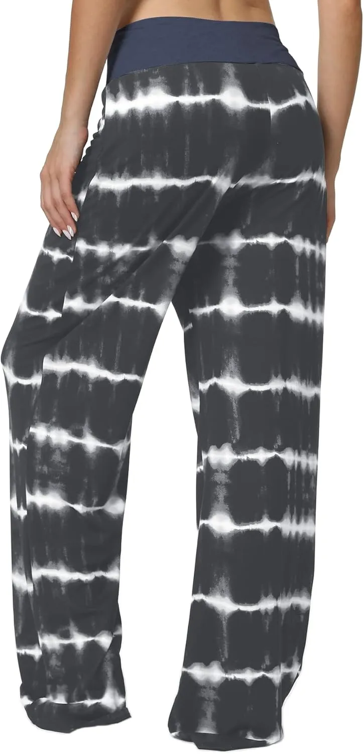 X-Image Women's Comfy Pajamas Drawstring Stretch Floral Print Long Wide Leg Lounge Pants