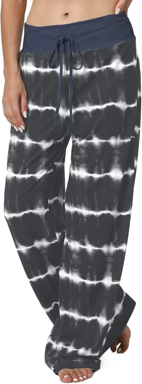 X-Image Women's Comfy Pajamas Drawstring Stretch Floral Print Long Wide Leg Lounge Pants