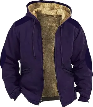 Ymosrh Men's Jackets Casual Stylish Winter Thick Sherpa Lined Zip Fleece Hoodie Jacket Coat Outwear For Men, M-7XL