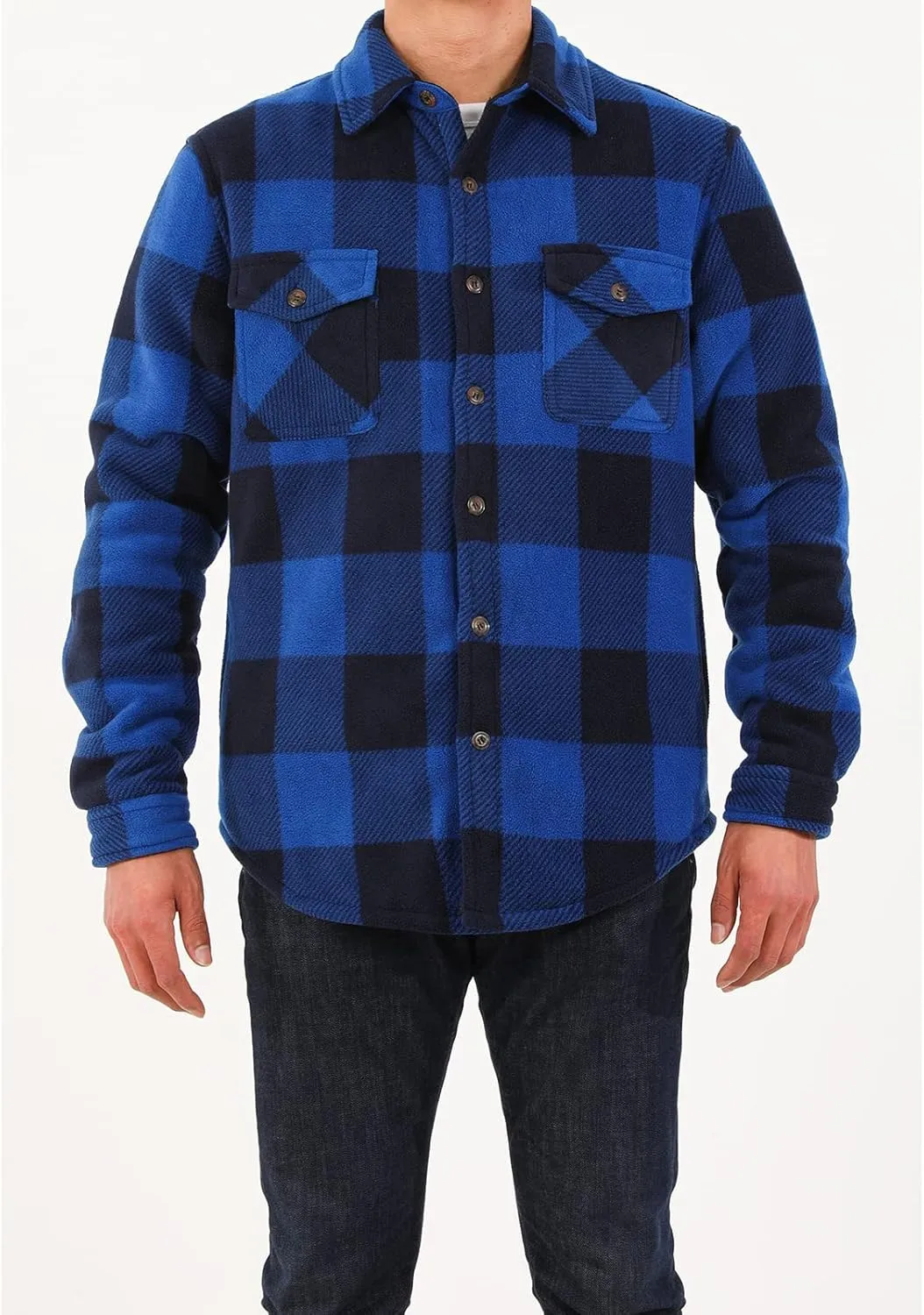 ZENTHACE Men's Warm Sherpa Lined Fleece Plaid Flannel Shirt Jacket(All Sherpa Fleece Lined)