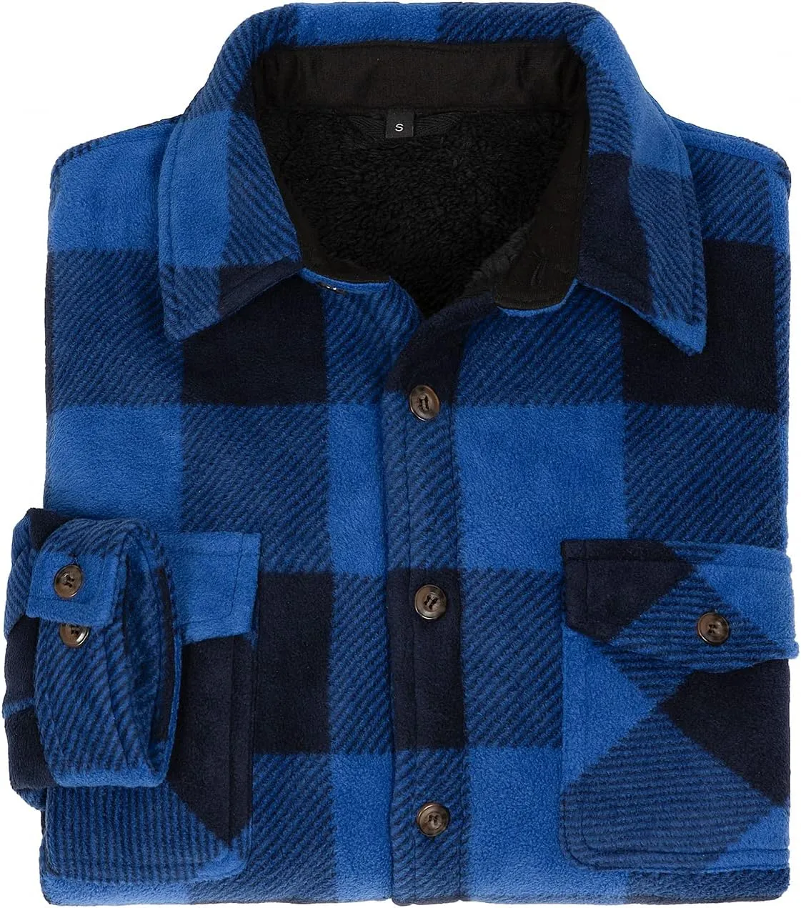 ZENTHACE Men's Warm Sherpa Lined Fleece Plaid Flannel Shirt Jacket(All Sherpa Fleece Lined)