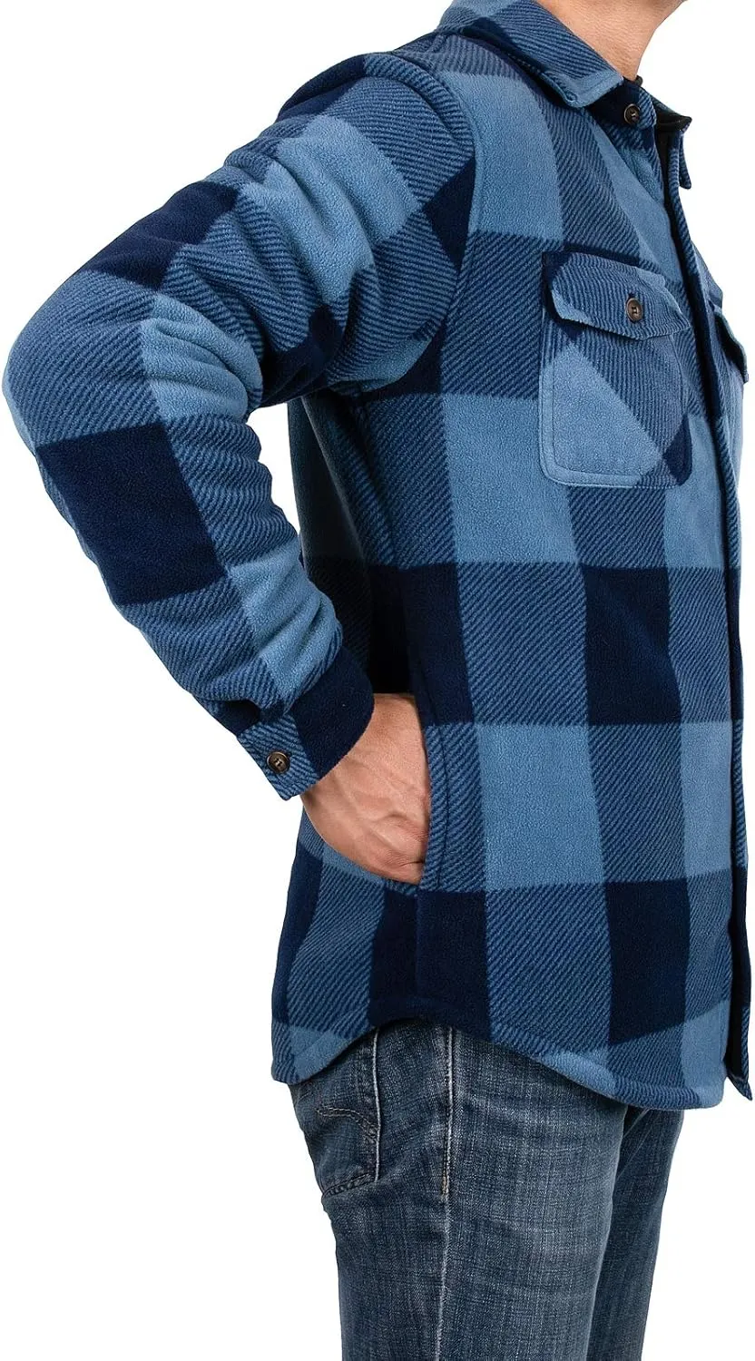 ZENTHACE Men's Warm Sherpa Lined Fleece Plaid Flannel Shirt Jacket(All Sherpa Fleece Lined)
