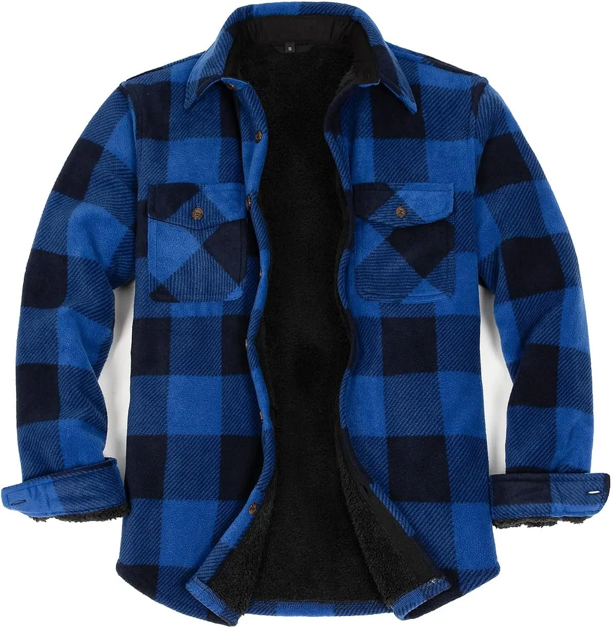 ZENTHACE Men's Warm Sherpa Lined Fleece Plaid Flannel Shirt Jacket(All Sherpa Fleece Lined)