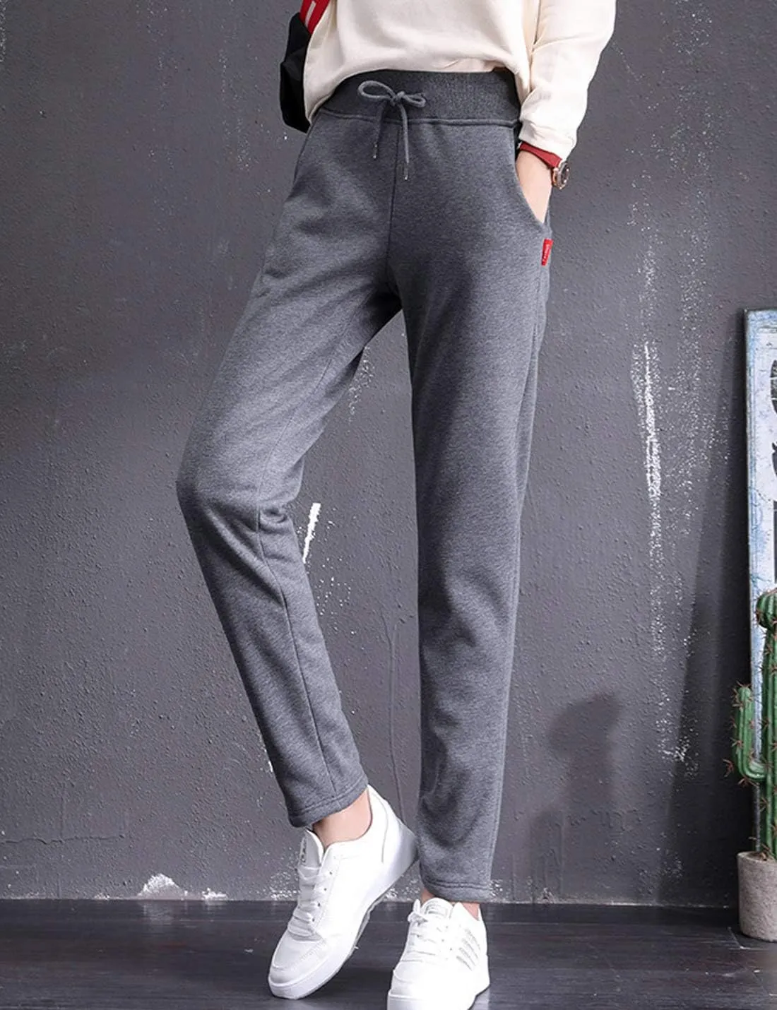 ZGZZ7 Women's Winter Sherpa Fleece Lined Sweatpants Active Fleece Jogger Track Running Pants